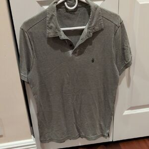 John Varvatos Men's M Gray Green-ish Polo Shirt Aged Look